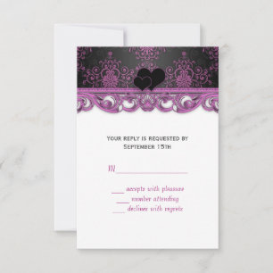 Resposta de RSVP para Casamento Magenta e Preto