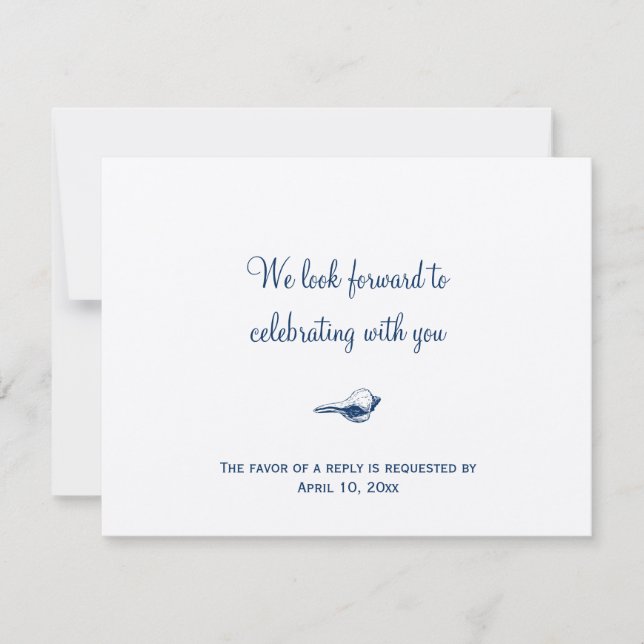 Resposta de RSVP para invólucro de casamento conch (Frente)
