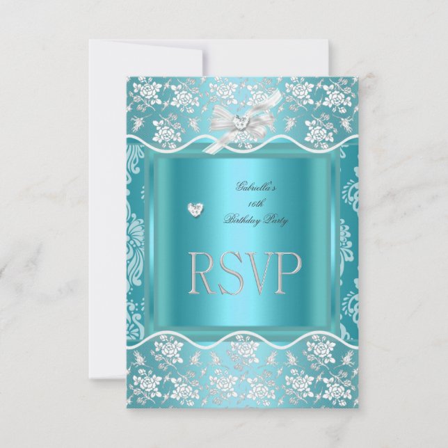 Resposta de RSVP Resposta Bonito Lace Branco Azul (Frente)
