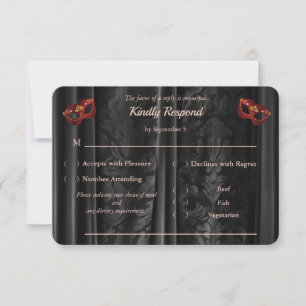 Resposta de RSVP Rubi Vermelho Mascarada Preto Dam
