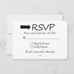 Resposta de RSVP Seta Preta e Branca para Casament
