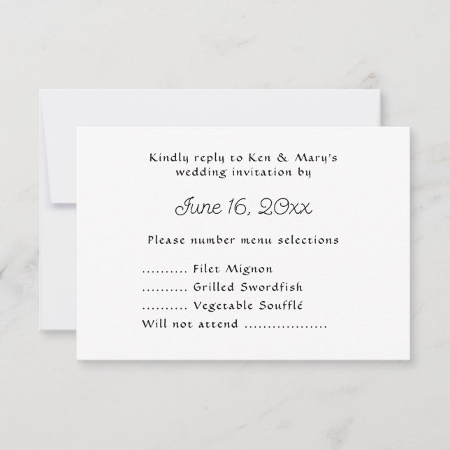 Resposta de Texto de RSVP de Casamento Com Seleção (Frente)