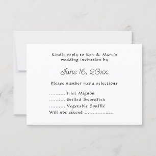 Resposta de Texto de RSVP de Casamento Com Seleção