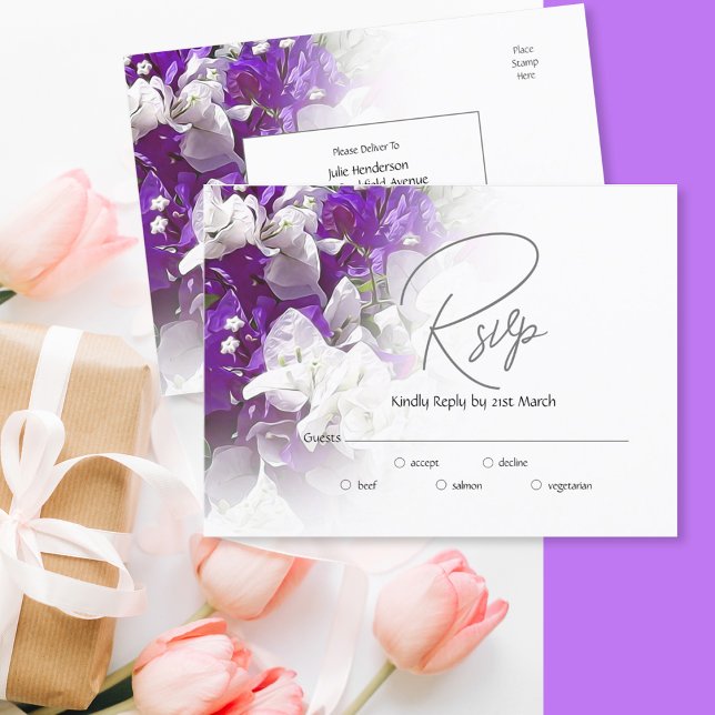 Resposta do Cartão-postal RSVP ao Convite de casam (Criador carregado)