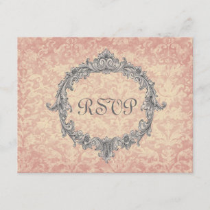 Resposta do casamento do vintage RSVP do damasco
