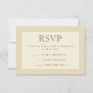 Resposta do creme & do evento de Ecru, RSVP ou