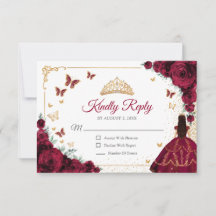 Resposta Elegante de Rosa Burgundy Quinceanera Dou