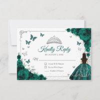 Resposta Elegante Esmeralda Verde Prata Quinceaner