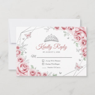 Resposta Floral Rosa Prata Quinceanera