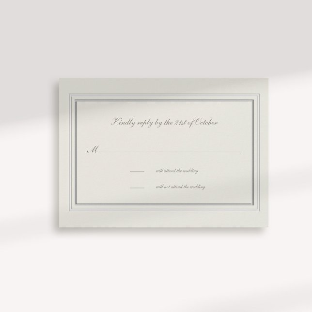Resposta Formal De Casamento Ecru De Frame Embosse (formal traditional elegant calligraphy wedding rsvp card faux embossed frame ecru classic)