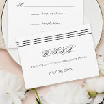 Resposta Mínima de Rsvp do Bar Preto e Branco Mitz<br><div class="desc">Placa RSVP Mitzvah de Bar simples com três faixas. Todo o texto é editável; as opções de refeição são opcionais.</div>