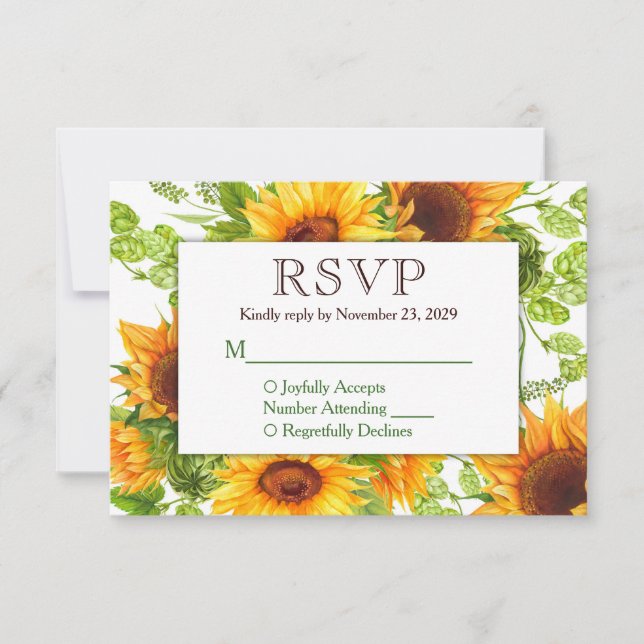 Resposta Nupcial RSVP Floral Amarelo Sunflower (Frente)