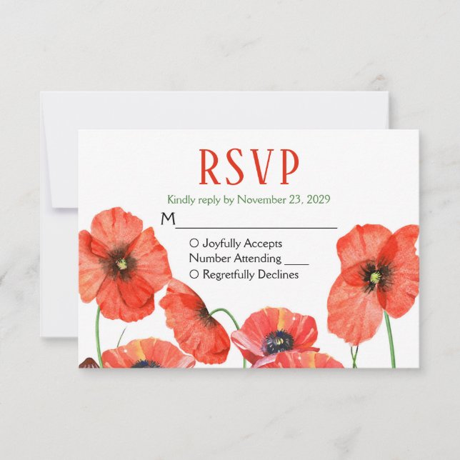 Resposta Nupcial RSVP Floral de Poppies (Frente)