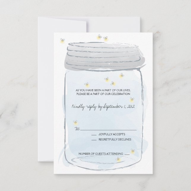 Resposta para Casamento Blue Mason Jar & Fireflies (Frente)