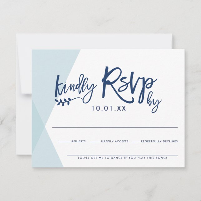 RESPOSTA RSVP CARTÃO DE RESPOSTA na moda azul páli (Frente)