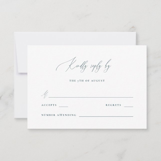 Resposta Rsvp de Caligrafia Azul e Branca (Frente)