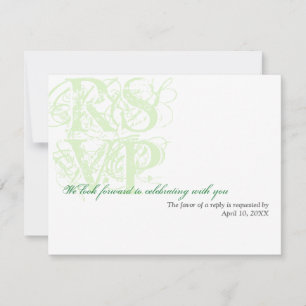Resposta RSVP de cartão de casamento grunge verde