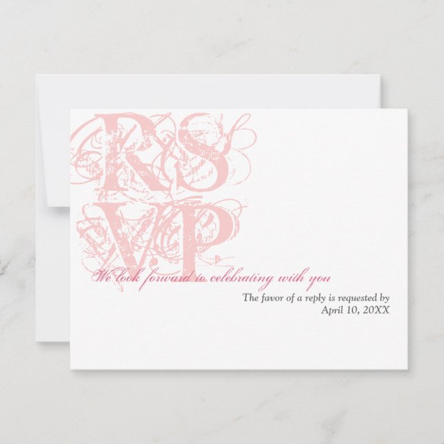 Resposta RSVP de casamento cor-de-rosa grunge (Frente)