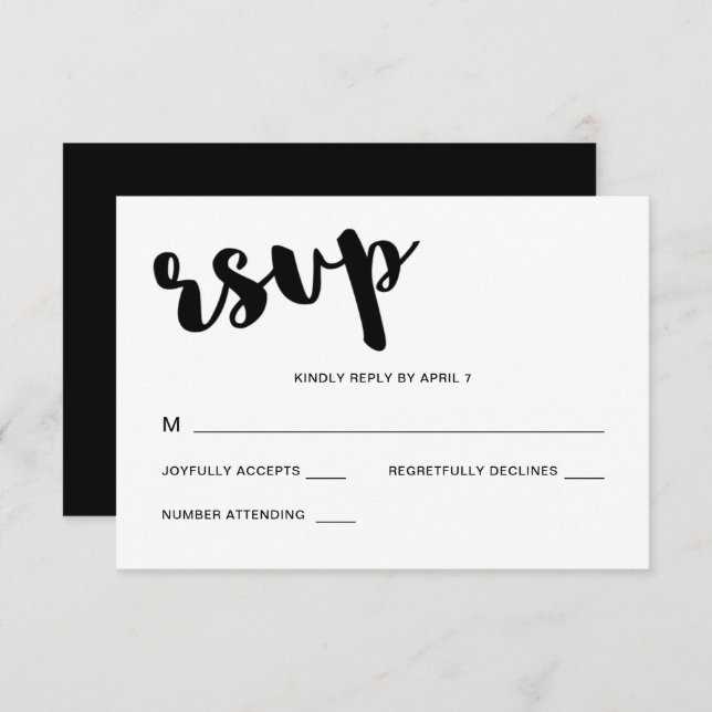Resposta Rsvp De Casamento Da Tipografia Branca E  (Frente/Verso)