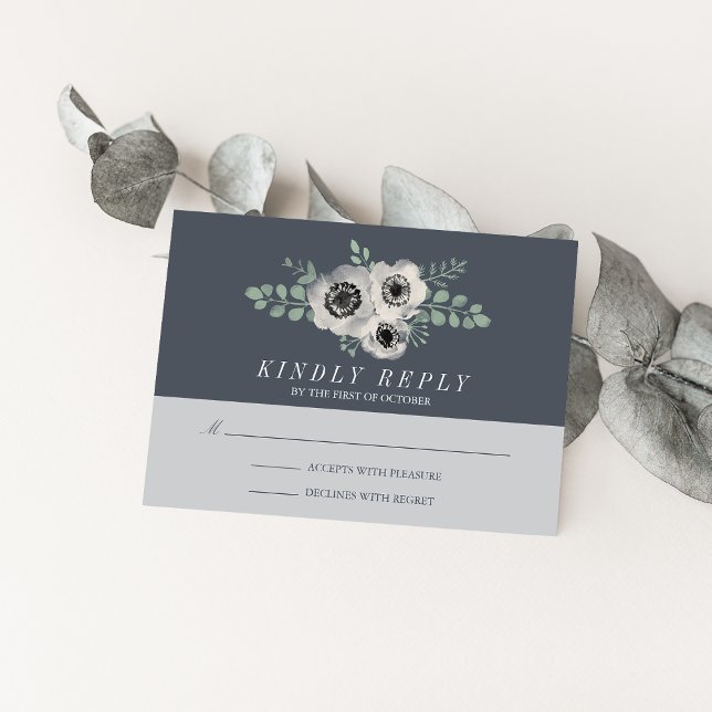 Resposta RSVP de Casamento de Anemone e Eucalyptus (Criador carregado)