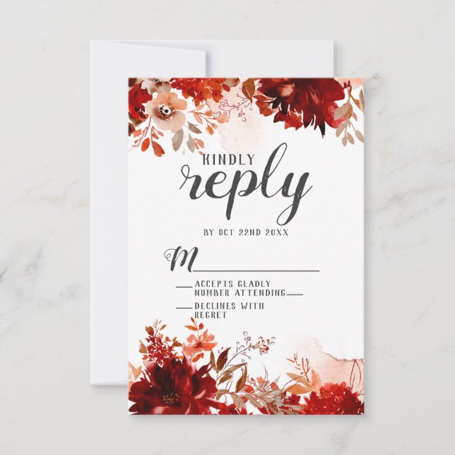 Resposta RSVP de Casamento de Belezas Floral de To (Frente)