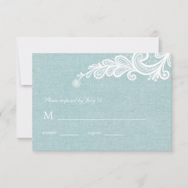 Resposta RSVP de Casamento de Burlap e Lace (Frente)