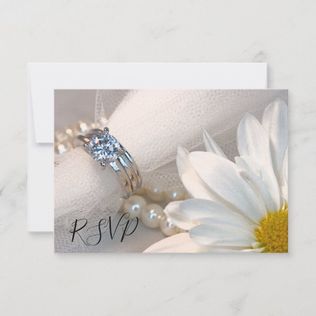 Resposta RSVP de Casamento de Daisy Elegance White (Frente)