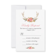 Resposta RSVP de Casamento de Deer Antler Floral