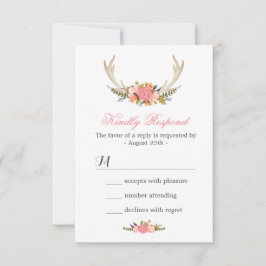 Resposta RSVP de Casamento de Deer Antler Floral