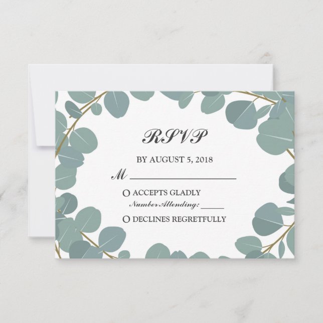 Resposta RSVP de Casamento de Eucalyptus Wreath Gr (Frente)