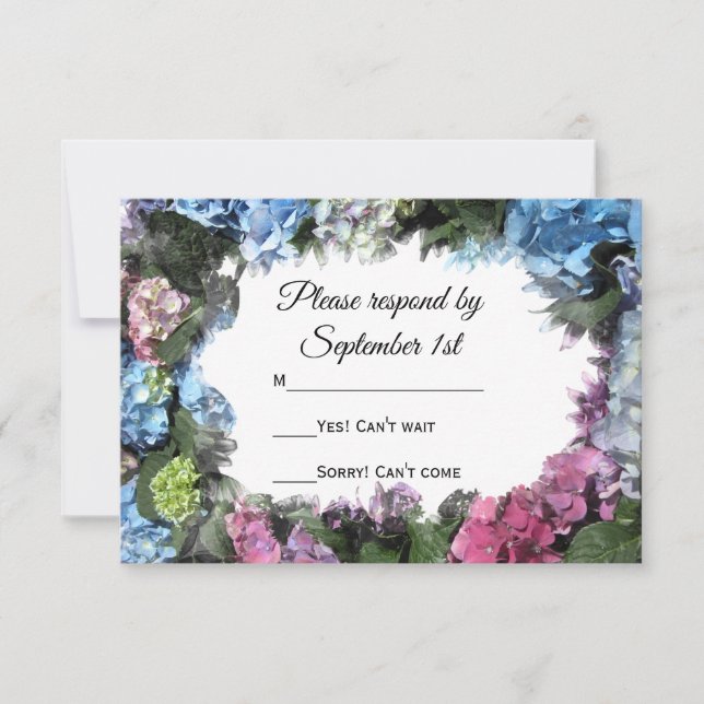 Resposta RSVP de Casamento de Flores Hydrangea (Frente)