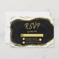 Resposta RSVP de Casamento de Geode Branco e Doura