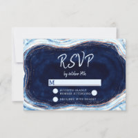 Resposta RSVP de Casamento de Geode de Agato Azul