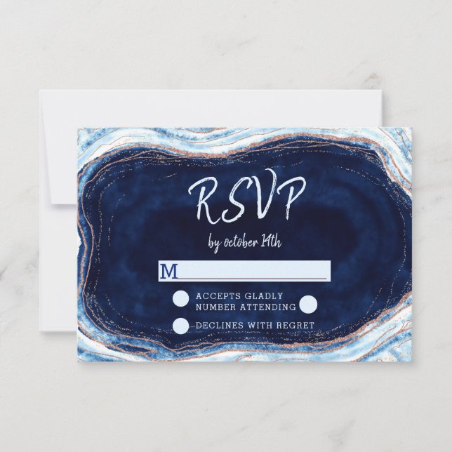 Resposta RSVP de Casamento de Geode de Agato Azul  (Frente)