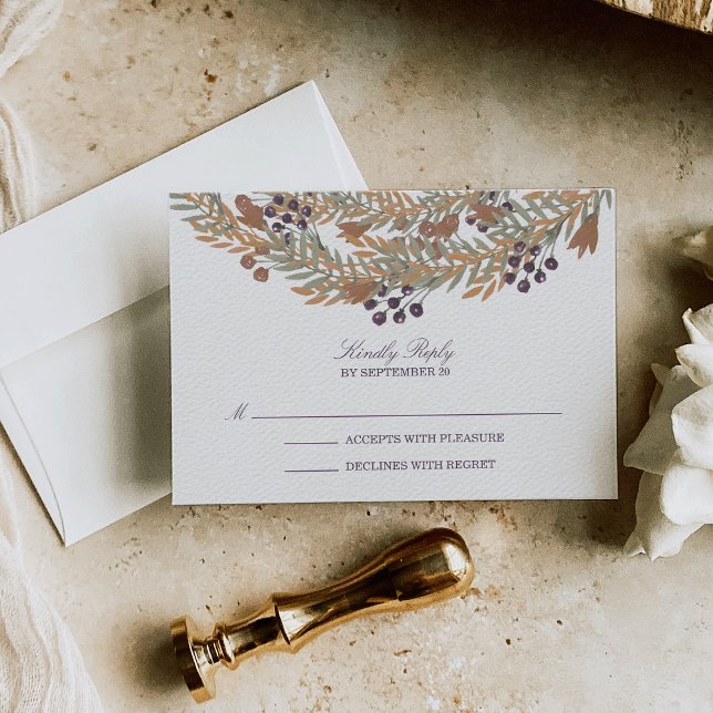 Resposta RSVP de Casamento de Harvest Berry Wreath (Criador carregado)