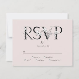 Resposta RSVP de Casamento de Letras Florais Rosa