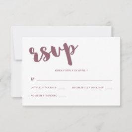 Resposta Rsvp de Casamento de Tipografia Branca e