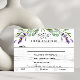 resposta RSVP de casamento do menu de madeira viol
