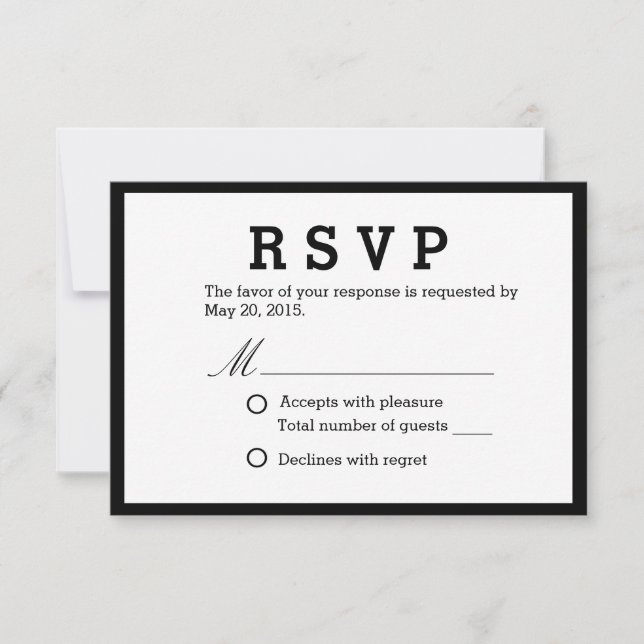 Resposta RSVP de Casamento Elegante Minimalista (Frente)