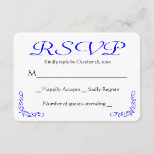 Resposta RSVP de Casamento Floral Branco e Azul