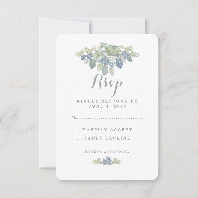 Resposta RSVP de Casamento Floral de Buquê Suculen (Frente)