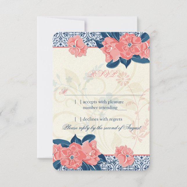 Resposta RSVP de Casamento Floral de Casamento Flo (Frente)