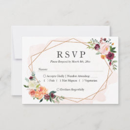 Resposta RSVP de Casamento Floral de Quadro Geomét