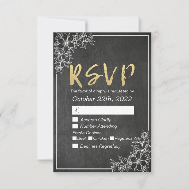 Resposta RSVP de Casamento Floral do Quadro de Scr (Frente)
