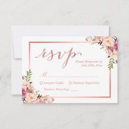 Resposta RSVP de Casamento Floral Dourado Elegante