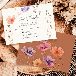 Resposta RSVP de Casamento Floral Mocha Simples El