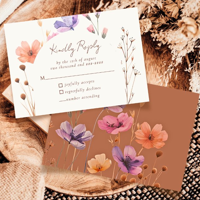Resposta RSVP de Casamento Floral Mocha Simples El (Criador carregado)