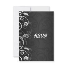 Resposta RSVP de Casamento Floral Moderno Preto e 