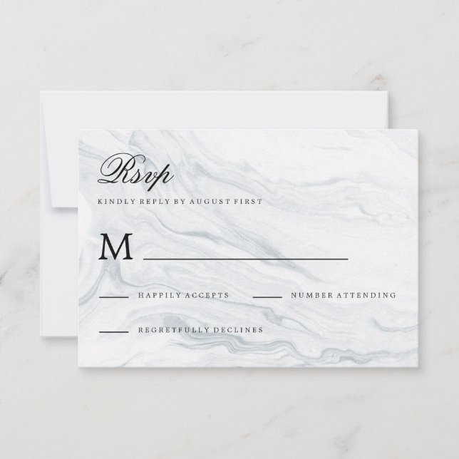 Resposta RSVP de Casamento Marble (Frente)