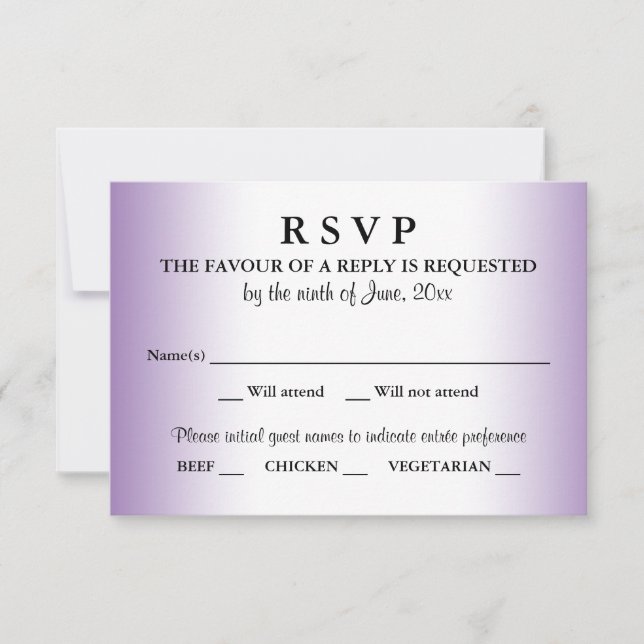 Resposta RSVP de Casamento Púrpura (Frente)